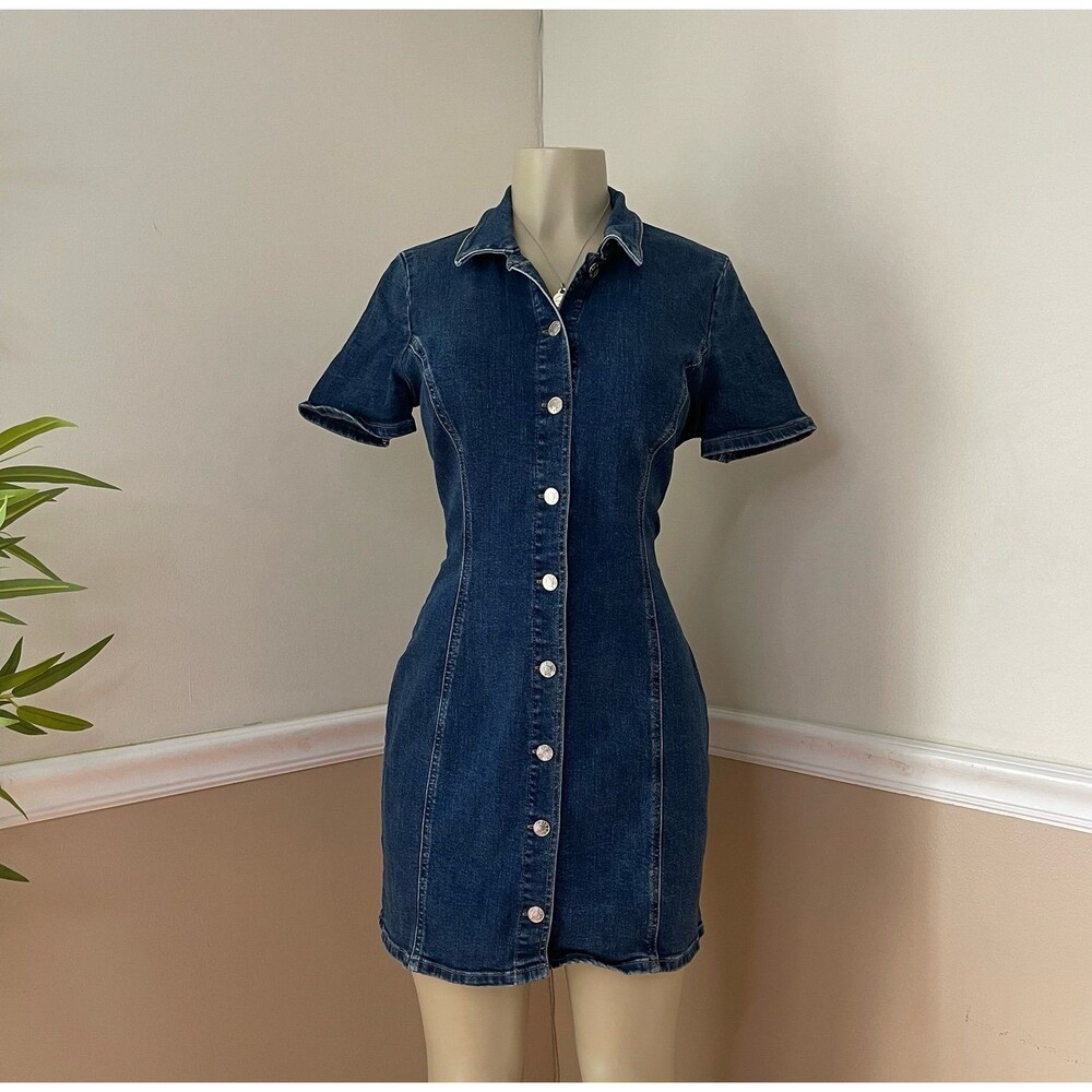 ZARA Women’s Authentic Denim By TRF Mini Button Down Dress
